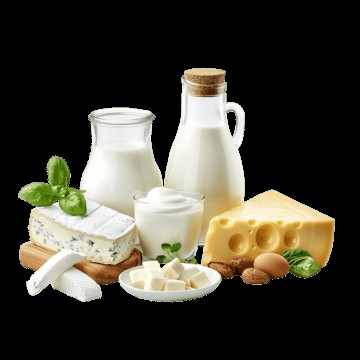 Alimentos com lactose representando o check-up genético de intolerância à lactose.