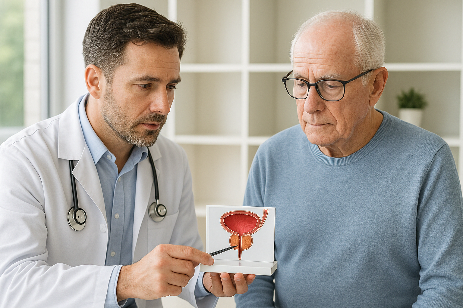 Médico orientando paciente sobre saúde da próstata - Check-up Próstata