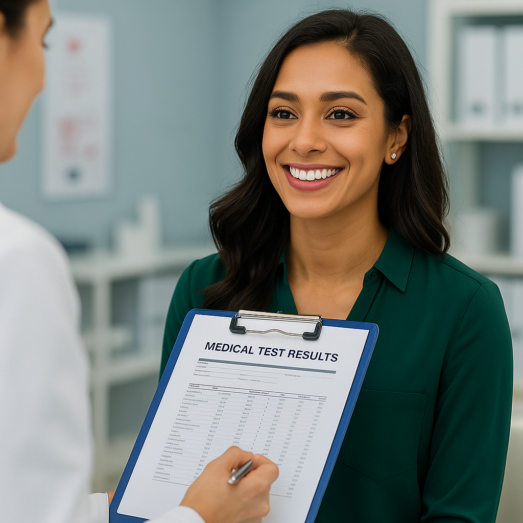 Pessoa em bom estado de saúde revisando exames - Perfil de Sucesso